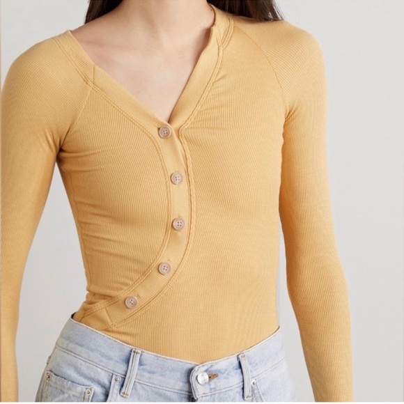 NWT ALIX NYC Purdy asymmetric ribbed stretch-modal jersey bodysuit size M - Picture 9 of 16